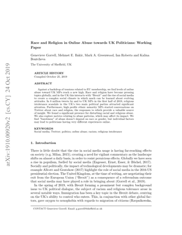 Race and Religion in Online Abuse Towards UK Politicians: Working Paper