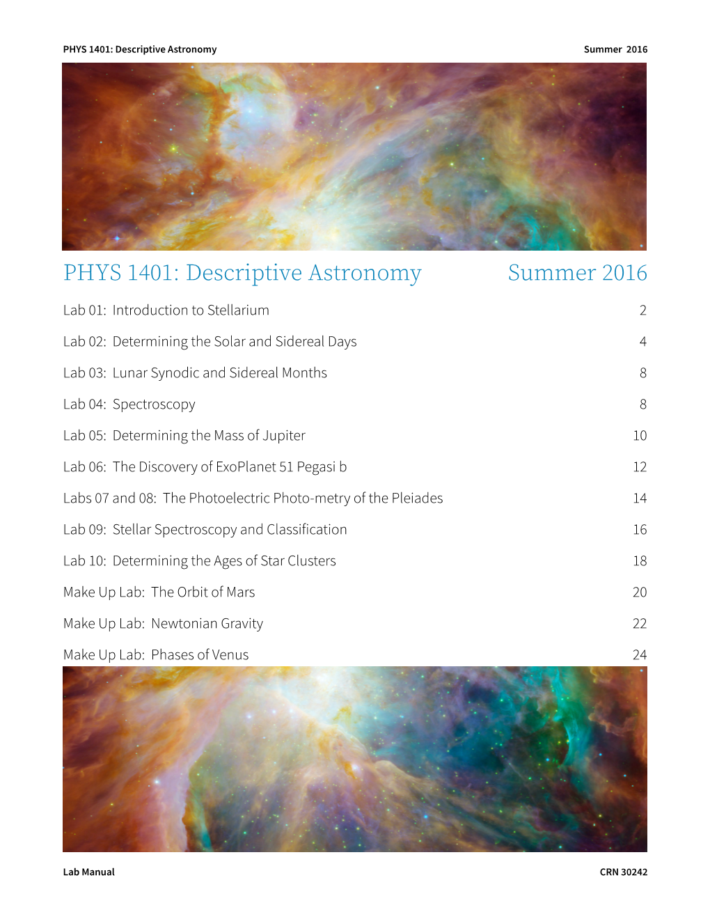 PHYS 1401: Descriptive Astronomy Summer 2016