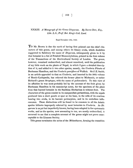 XXXIII. a Monograph of the Genus Disporum. by DAVIDDON, Esq., Libr