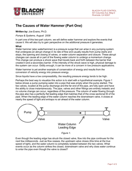 The Causes of Water Hammer (Part One)