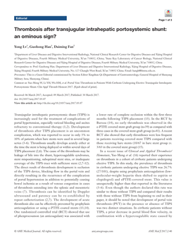Thrombosis After Transjugular Intrahepatic Portosystemic Shunt: an Ominous Sign?