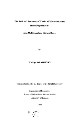 The Political Economy of Thailand's International Trade Negotiations
