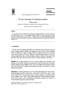On the Colorings of Outerplanar Graphs