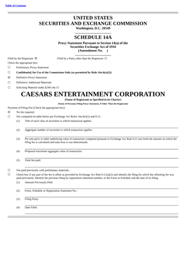 CAESARS ENTERTAINMENT CORPORATION (Name of Registrant As Specified in Its Charter)