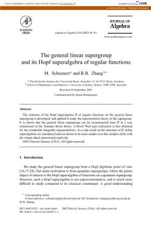 The General Linear Supergroup and Its Hopf Superalgebra of Regular Functions