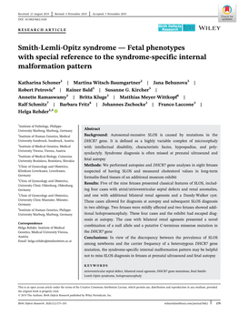 Smith‐Lemli‐Opitz Syndrome — Fetal Phenotypes with Special Reference
