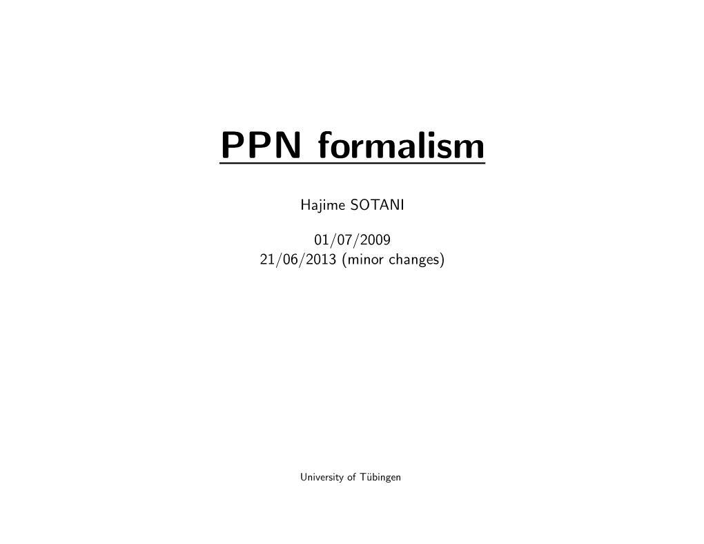 PPN Formalism