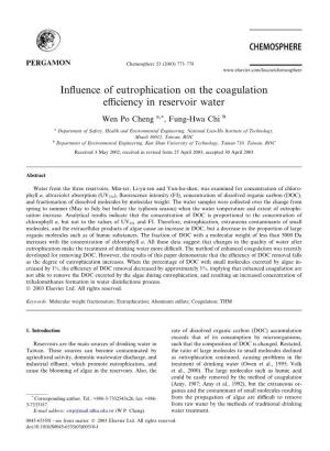 Influence of Eutrophication on the Coagulation Efficiency in Reservoir