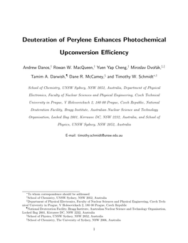 Deuteration of Perylene Enhances Photochemical Upconversion Eﬃciency