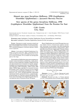 Íîâûé Âèä Ðîäà Europlema Holloway, 1998 (Lepidoptera: Uraniidae