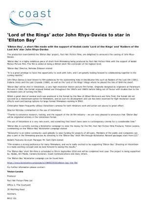 Actor John Rhys-Davies to Star in 'Ellston Bay'