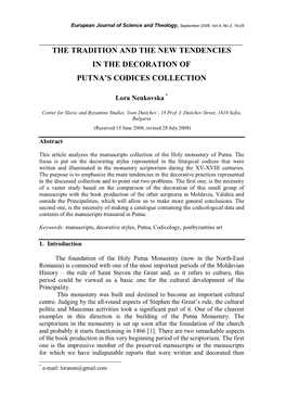 The Tradition and the New Tendencies in the Decoration of Putna's Codices