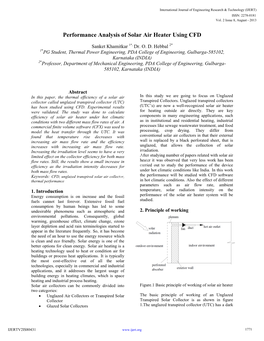 Performance Analysis of Solar Air Heater Using CFD