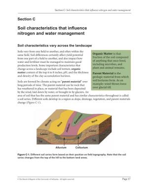 Soil Characteristics That Influence Nitrogen and Water Management