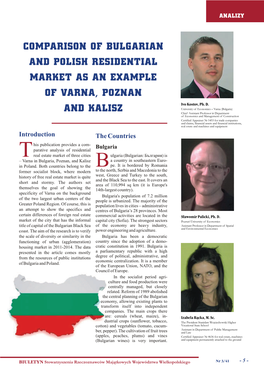 Comparison of Bulgarian and Polish Residential Market As an Example of Varna, Poznan and Kalisz