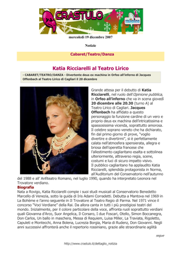 Katia Ricciarelli Al Teatro Lirico