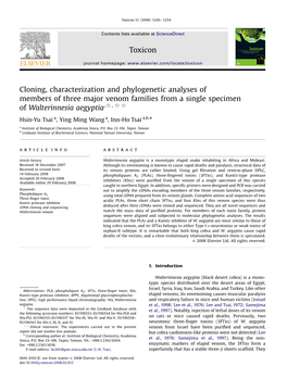 ARTICLE in PRESS Cloning, Characterization and Phylogenetic