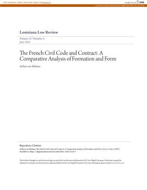 The French Civil Code and Contract: a Comparative Analysis of Formation and Form, 15 La