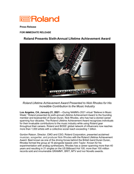 Roland Press Release