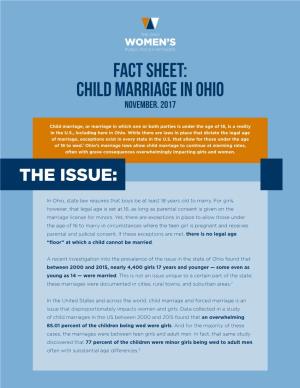 FACT SHEET: CHILD MARRIAGE in OHIO November