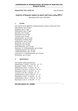 Method OIV-MA-AS315-18 Type II Method