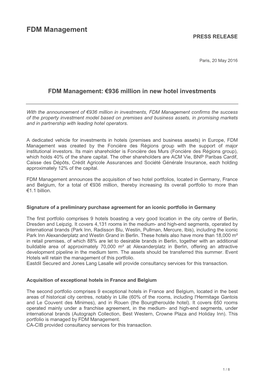 FDM Management PRESS RELEASE