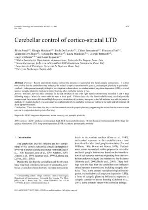 Cerebellar Control of Cortico-Striatal LTD