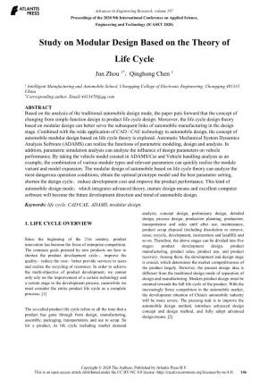 Study on Modular Design Based on the Theory of Life Cycle