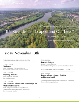 “The River, Its Landscapes, and Our Lives” November 13-14, 2015