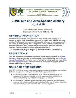 2021 X9a and A16 Zone Hunt Info