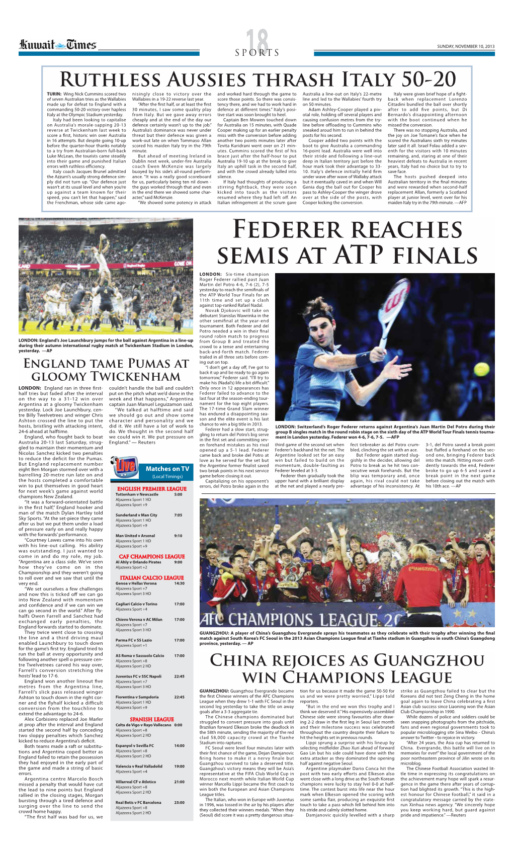 Federer Reaches Semis at ATP Finals