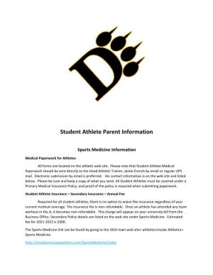 Student Athlete Parent Information