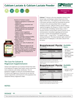 Calcium Lactate Fact Sheet