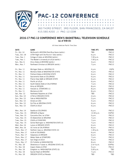 2016-17 Pac-12 Conference Men's Basketball