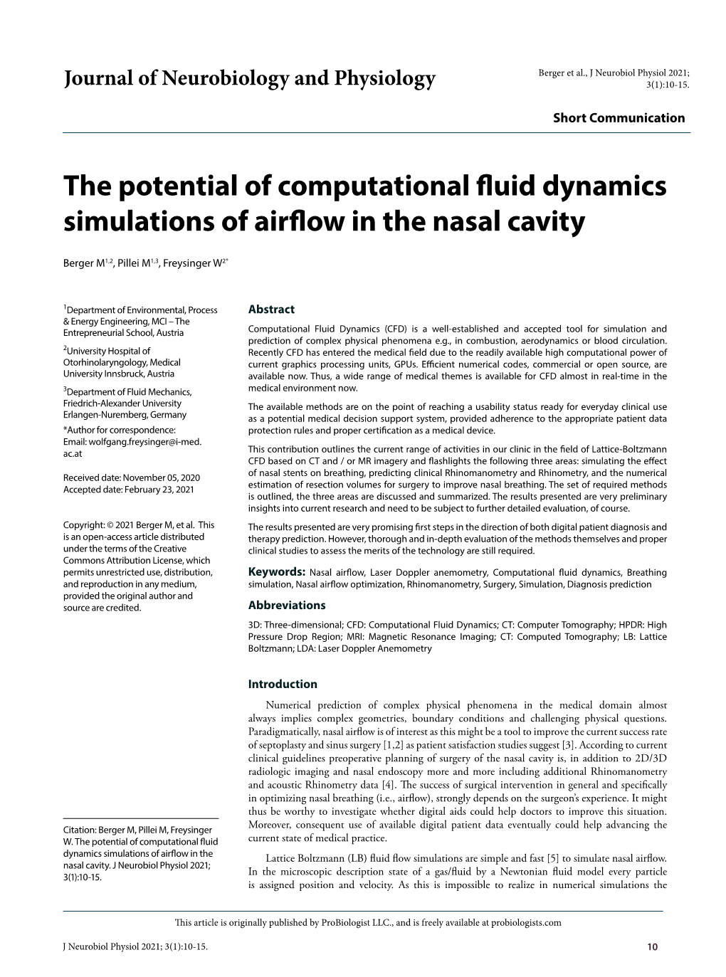 The Potential of Computational Fluid Dynamics Simulations of Airflow in the Nasal Cavity