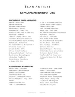 La Pachamambo Repertoire