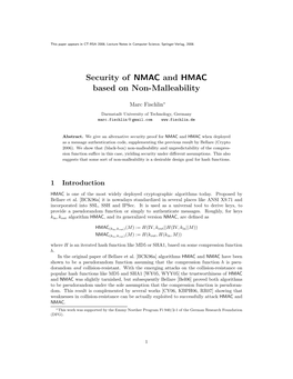 Security of NMAC and HMAC Based on Non-Malleability