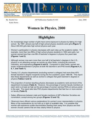 Women in Physics, 2000 Highlights