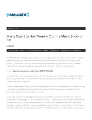 Marty Stuart to Host Weekly Country Music Show on XM