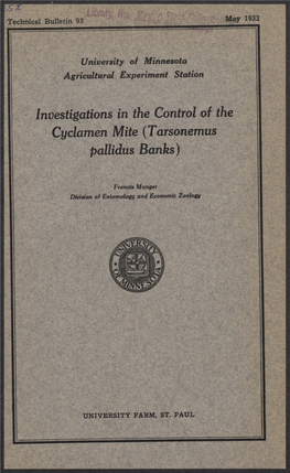 Investigations in the Control of the Cyclamen Mite (Tarsonemus Pallidus Banks)
