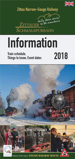 Information Train Schedule, Things to Know, Event Dates 2018 the Simultaneous Departure of Two Steam Trains from Bertsdorf Station Is a Uniqe Event in Saxony