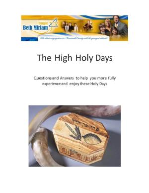 High Holy Days Q&A Full Sheet.Indd