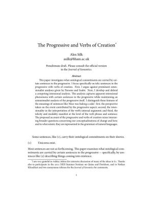 The Progressive and Verbs of Creation