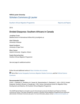 Divided Diasporas: Southern Africans in Canada