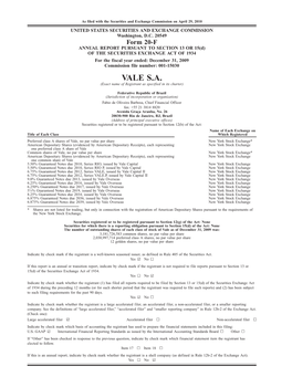 VALE S.A. (Exact Name of Registrant As Specified in Its Charter)