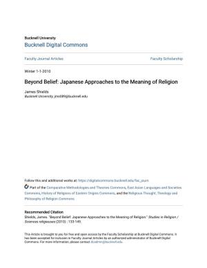 Japanese Approaches to the Meaning of Religion