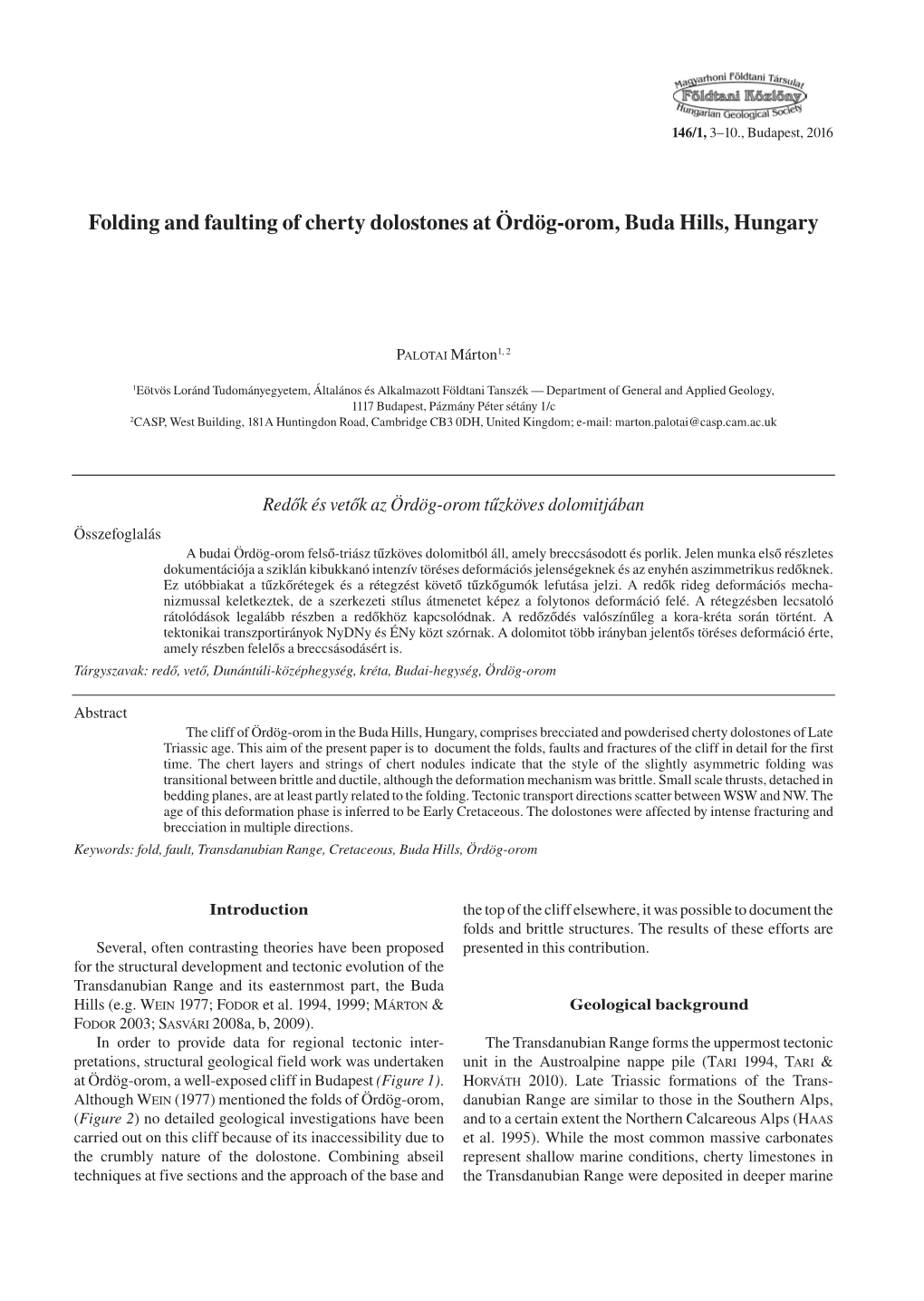 Folding and Faulting of Cherty Dolostones at Ördög-Orom, Buda Hills, Hungary