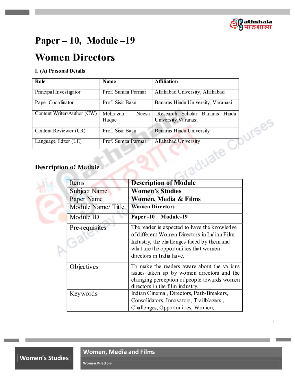 Women Directors I