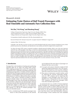 Research Article Estimating Train Choices of Rail Transit Passengers with Real Timetable and Automatic Fare Collection Data