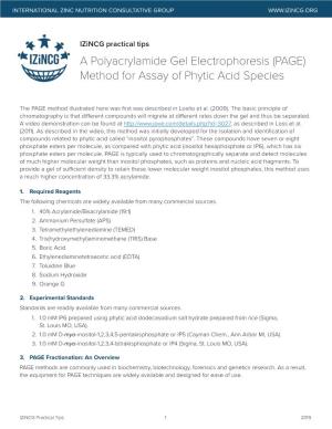 A Polyacrylamide Gel Electrophoresis (PAGE) Method for Assay of Phytic Acid Species